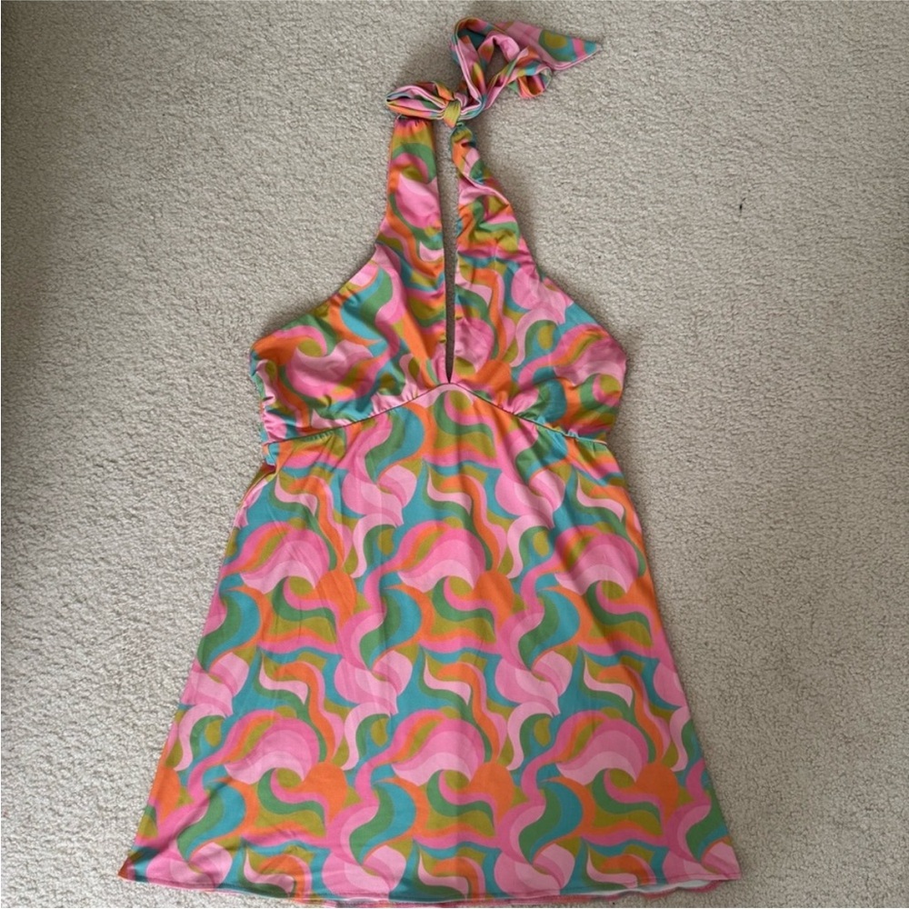 Show Me Your MuMu Pink and Green Mini Dress
